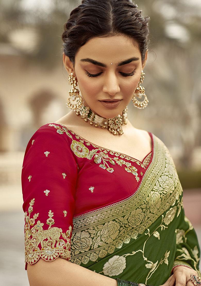 Green Zari Weaving Silk Sarees