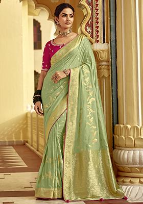 Green Zari Weaving Silk Sarees
