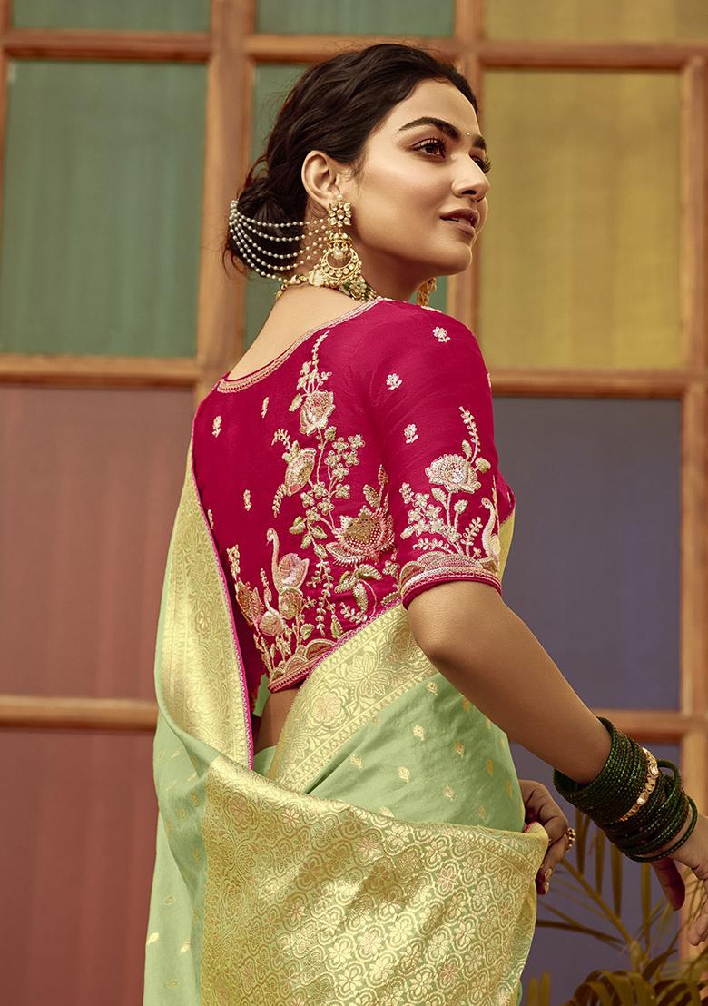 Green Zari Weaving Silk Sarees