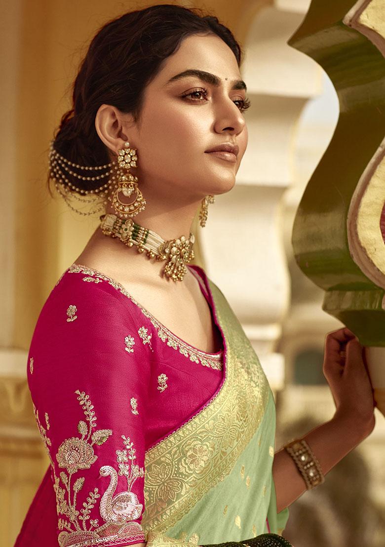 Green Zari Weaving Silk Sarees