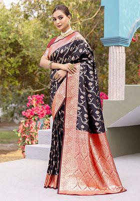 Black Zari Weaving Banarasi Silk  Sarees