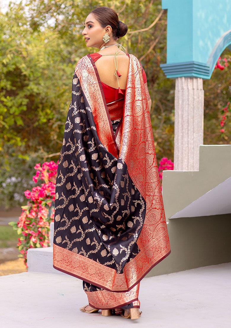Black Zari Weaving Banarasi Silk  Sarees