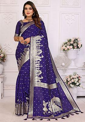 Purple Zari Weaving Silk Sarees