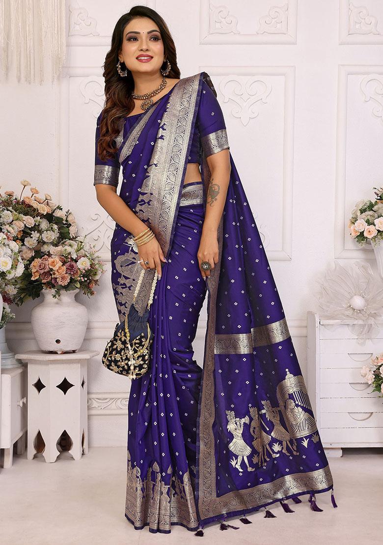 Purple Zari Weaving Silk Sarees