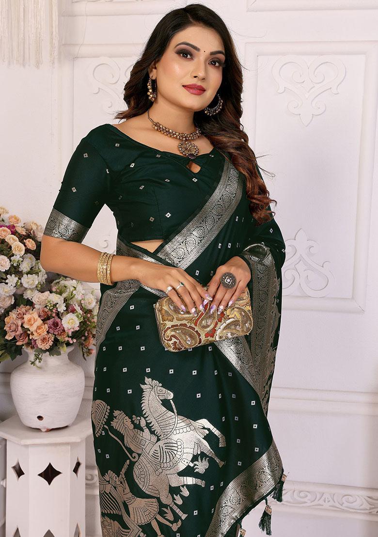 Green Zari Weaving Silk Sarees