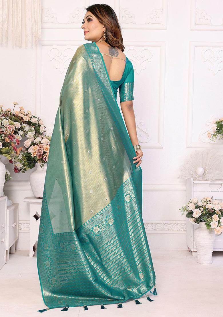 Green Zari Weaving Banarasi Silk  Sarees
