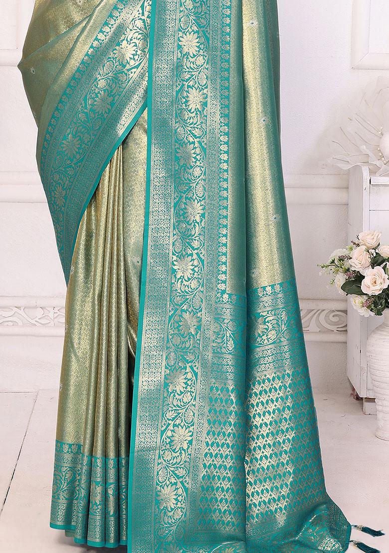 Green Zari Weaving Banarasi Silk  Sarees