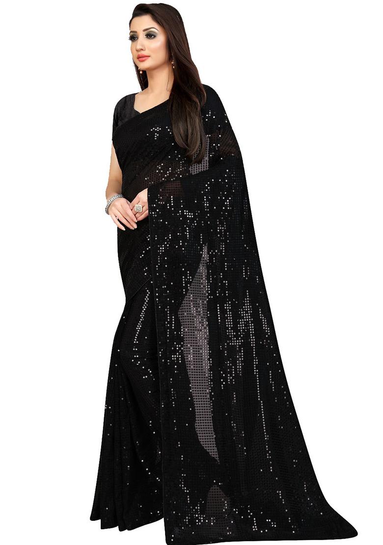 Pink Sequin Embroidered Georgette Saree Set