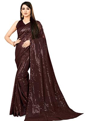 Blue Sequin Embroidered Georgette Saree Set