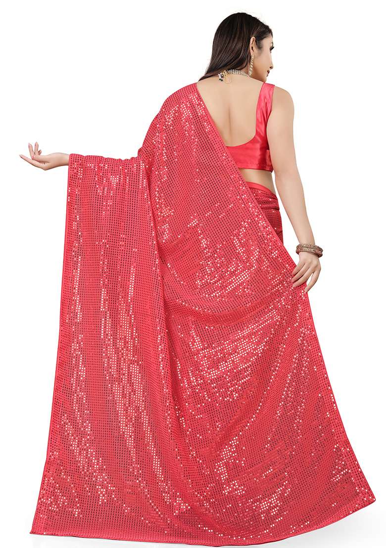 Brown Georgette Saree Set with Embroidered & Sequin for Diwali | Wedding & Festive Wear - Indya