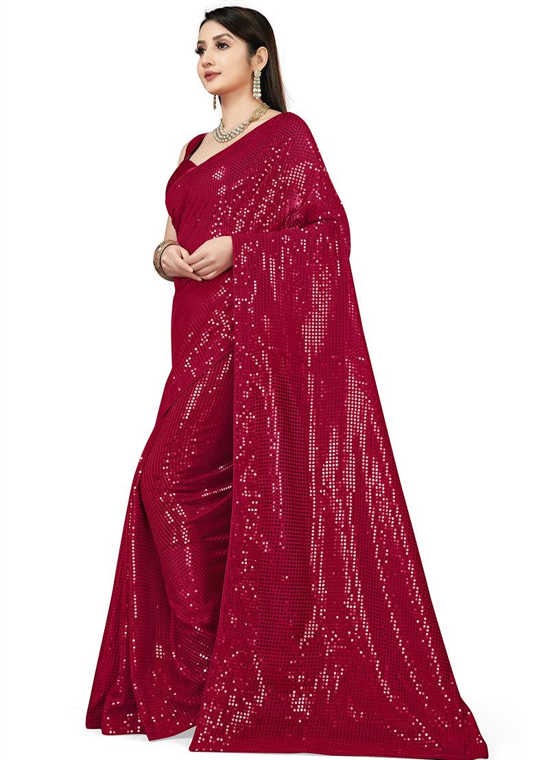 Light Green Sequin Embroidered Georgette Saree Set