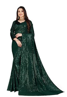 Pink Sequin Embroidered Georgette Saree Set