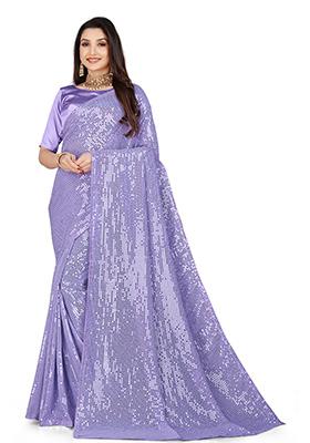 Grey Sequin Embroidered Georgette Saree Set