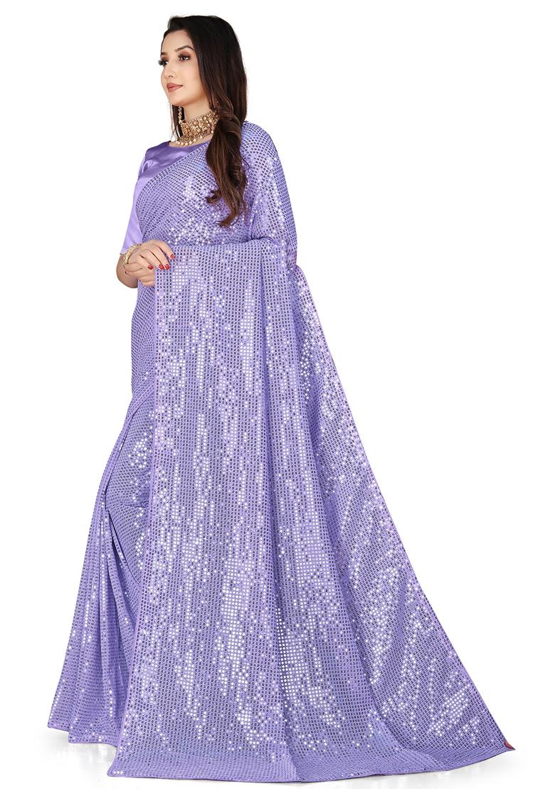 Grey Sequin Embroidered Georgette Saree Set