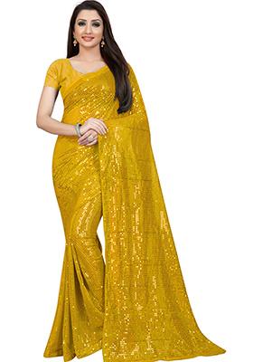 Maroon Sequin Embroidered Georgette Saree Set