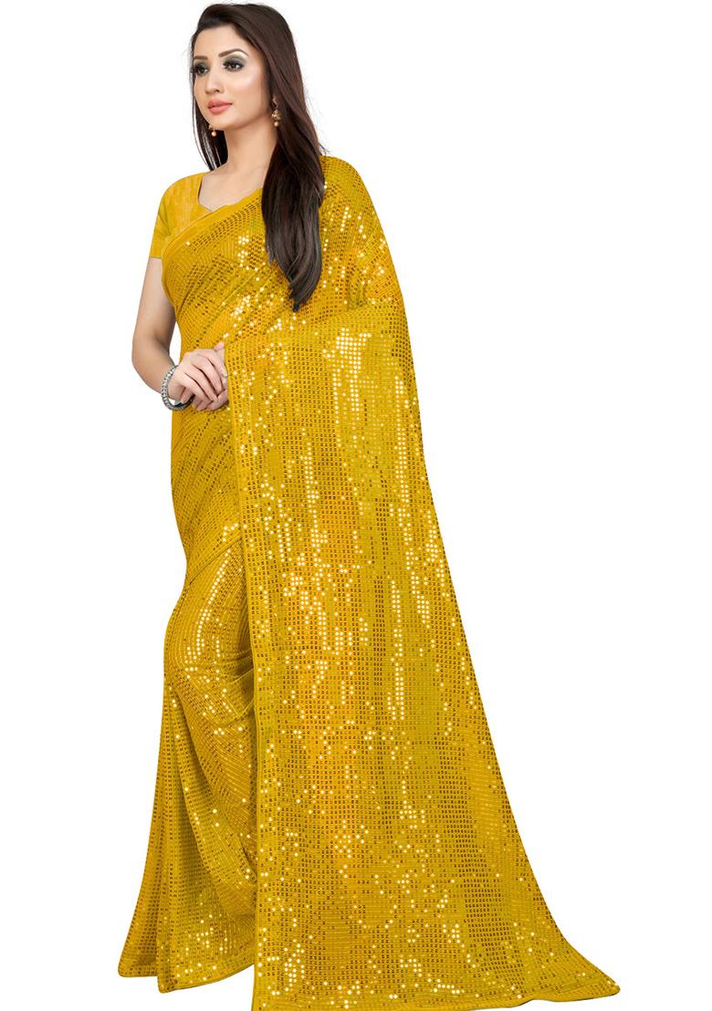 Maroon Sequin Embroidered Georgette Saree Set