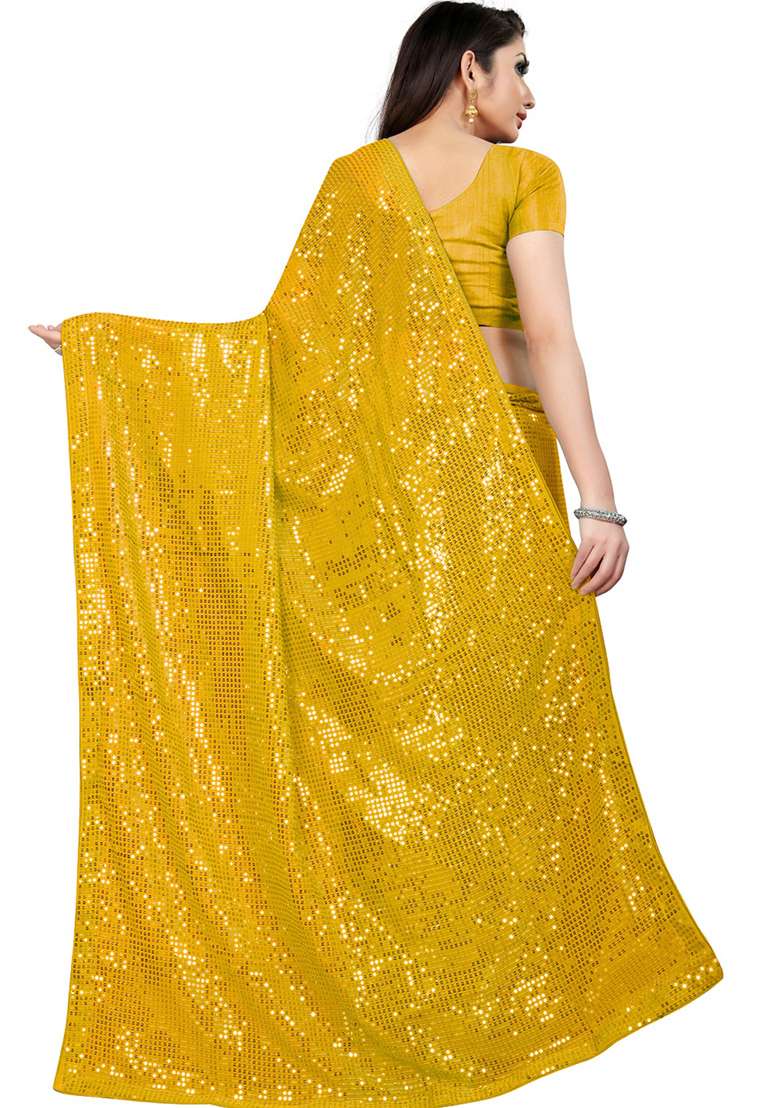 Maroon Sequin Embroidered Georgette Saree Set for Diwali and Festive Wear - Indya