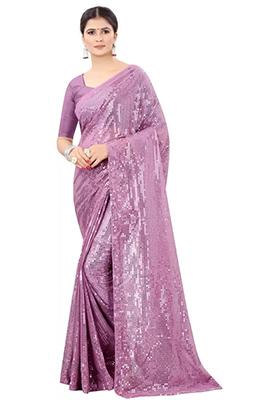 White Sequin Embroidered Georgette Saree Set