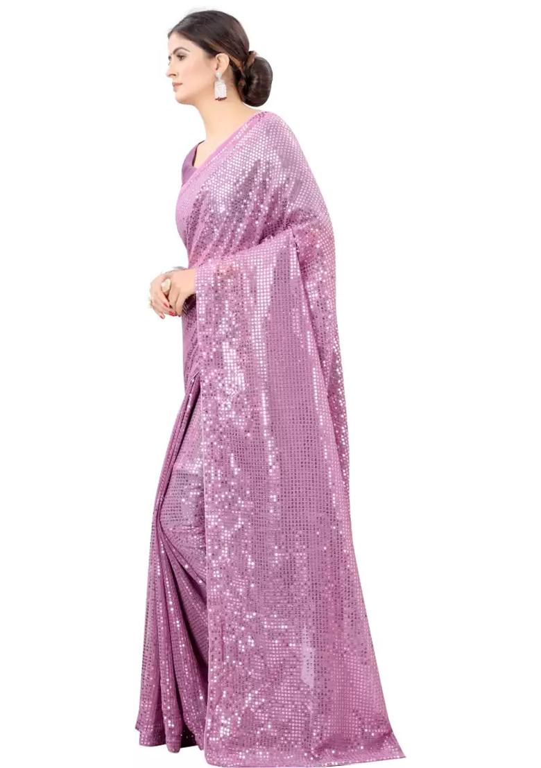 White Sequin Embroidered Georgette Saree Set