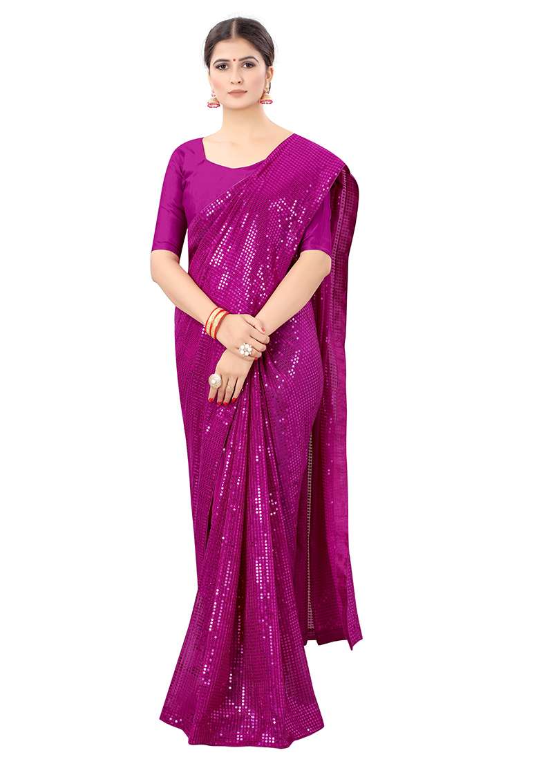 Green Georgette Saree Set with Embroidered & Sequin for Diwali | Wedding & Festive Wear - Indya