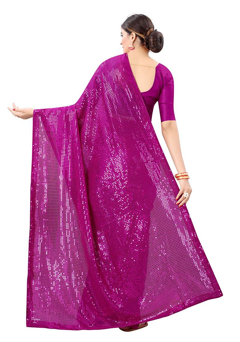 Green Georgette Saree Set with Embroidered & Sequin for Diwali | Wedding & Festive Wear - Indya