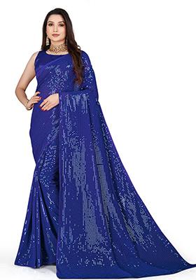 Red Sequin Embroidered Georgette Saree Set