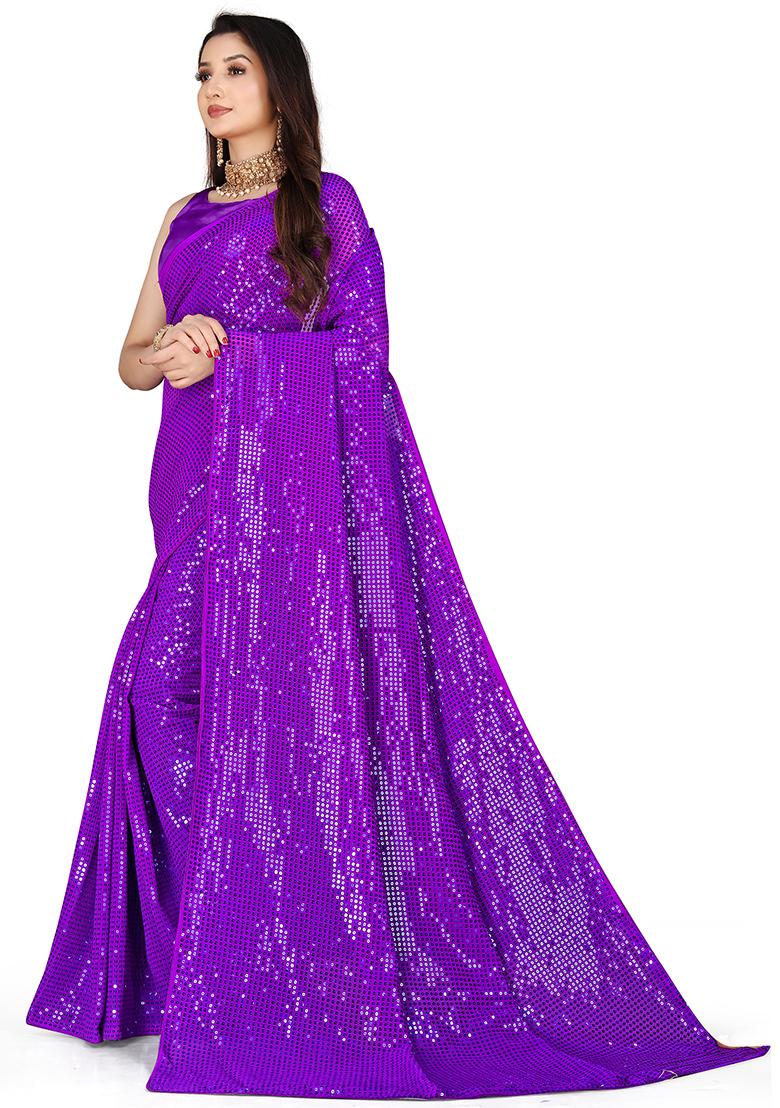 Light Blue Sequin Embroidered Georgette Saree Set