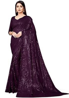 White Sequin Embroidered Georgette Saree Set