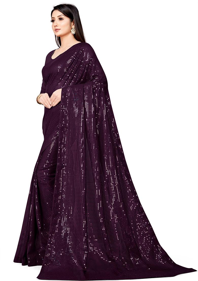 White Sequin Embroidered Georgette Saree Set