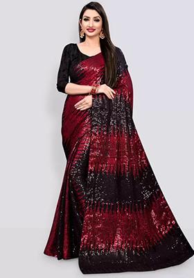 Black Sequin Embroidered Georgette Saree Set