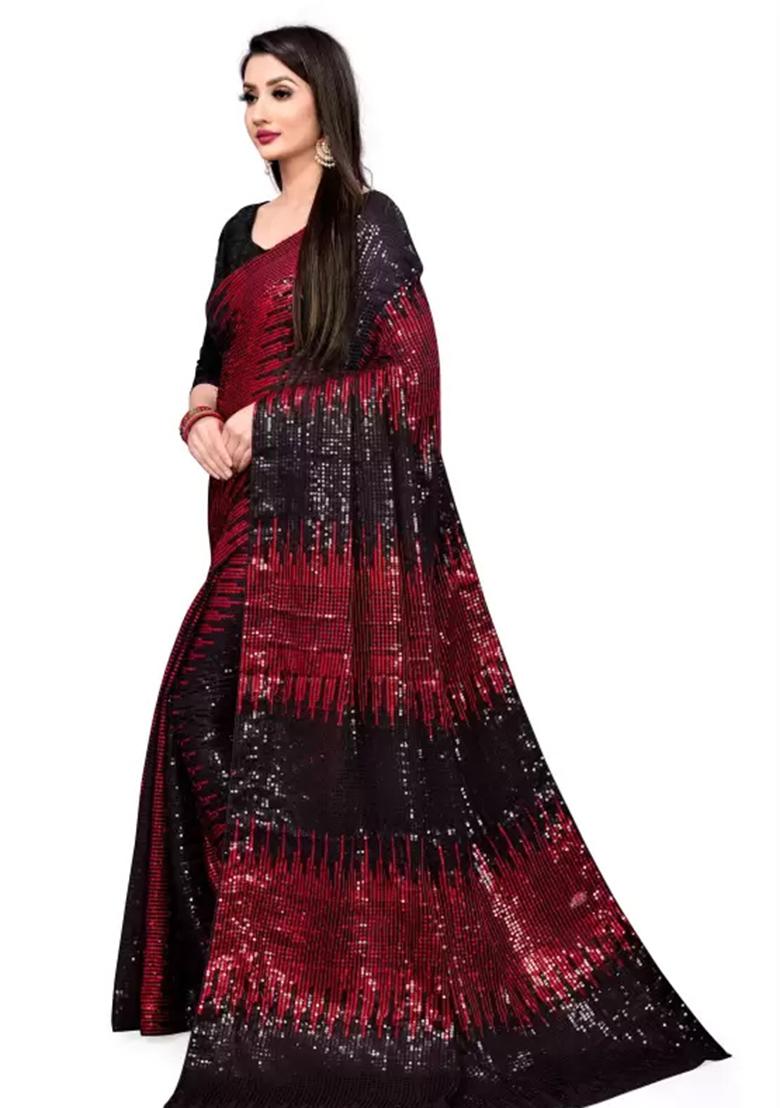 Black Sequin Embroidered Georgette Saree Set