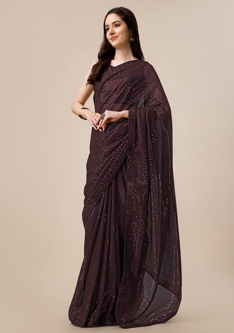 Blue Embroidered Georgette Saree Set