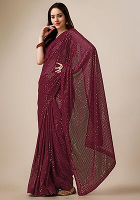 Green Embroidered Georgette Saree Set