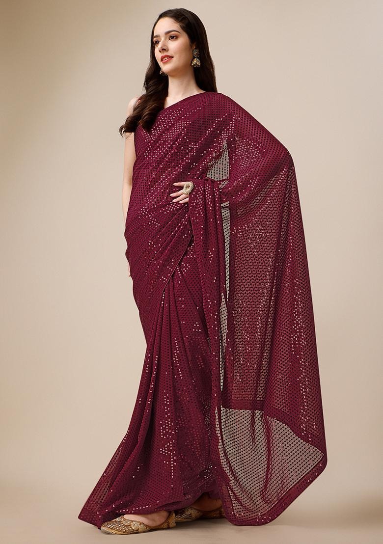 Green Embroidered Georgette Saree Set