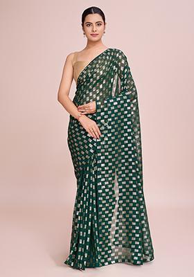 Green Embroidered Georgette Saree Set