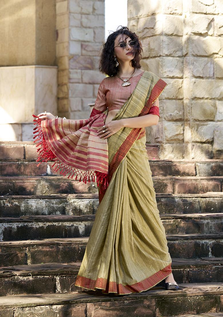 Green Zari Work Katan Silk Saree Set