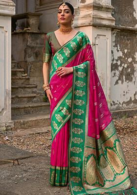 Pink Zari Embroidered Kanchi Silk Saree Set