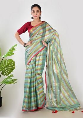 Multi Striped Tissue Saree Set