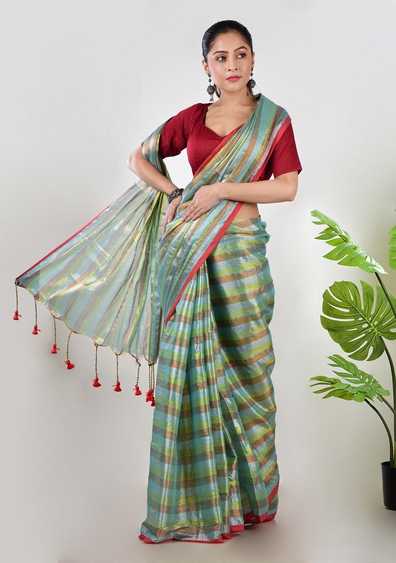 Multi Striped Tissue Saree Set
