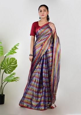 Multi Striped Tissue Saree Set
