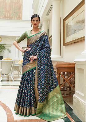 Green Solid Silk Saree