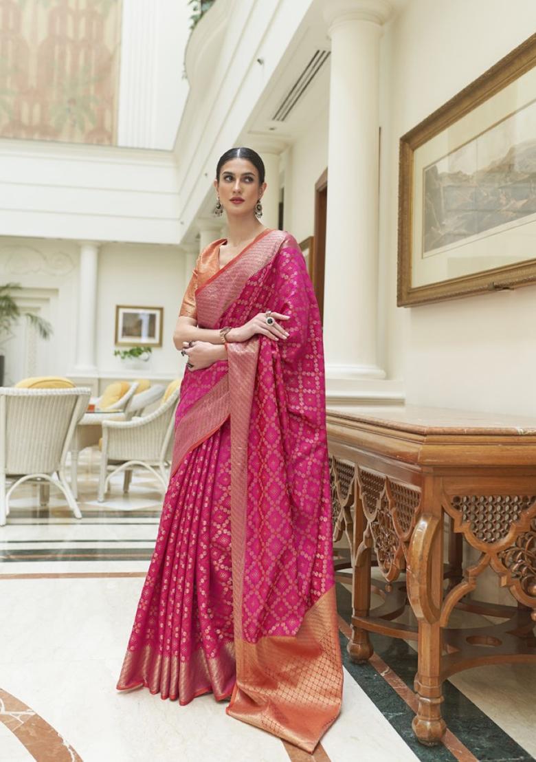 Red Solid Silk Saree