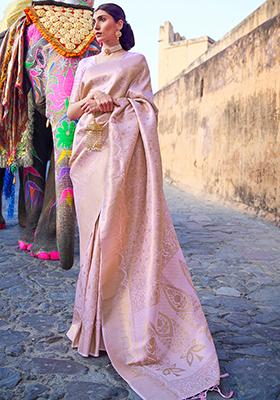 Purple Solid Silk Saree