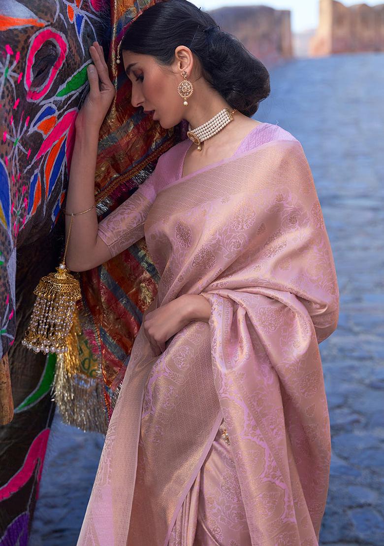 Purple Solid Silk Saree