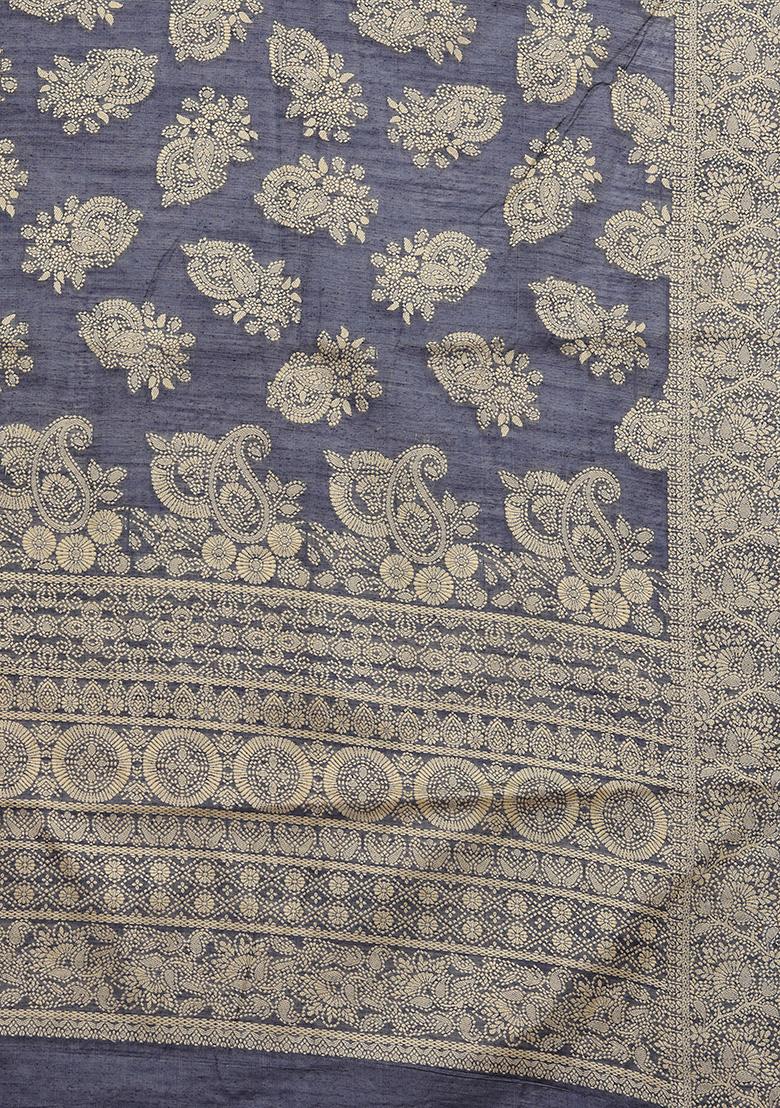 Blue Solid Cotton Saree