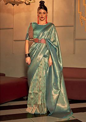 Green Solid Silk Saree