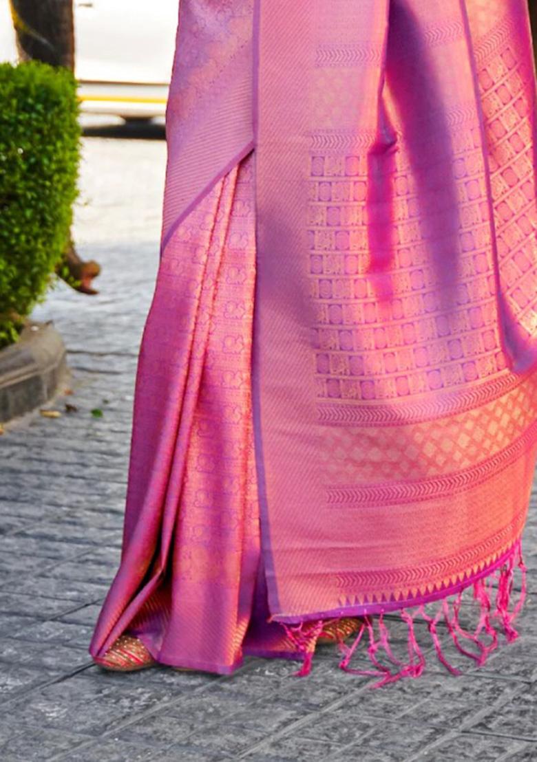 Purple Solid Silk Saree