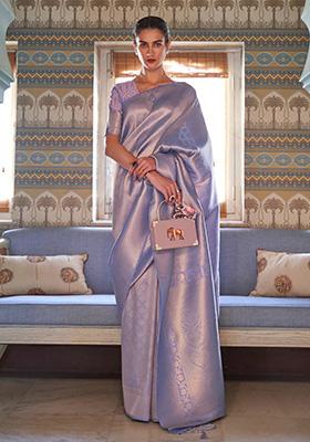 Purple Solid Silk Saree