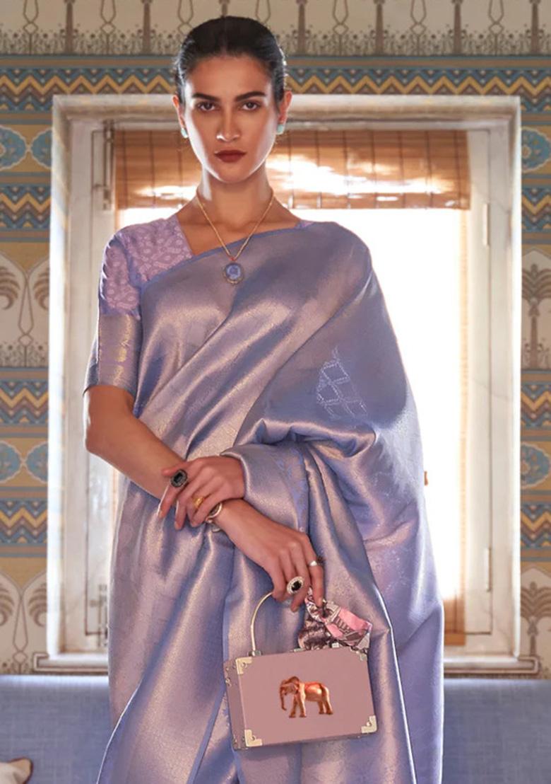 Purple Solid Silk Saree