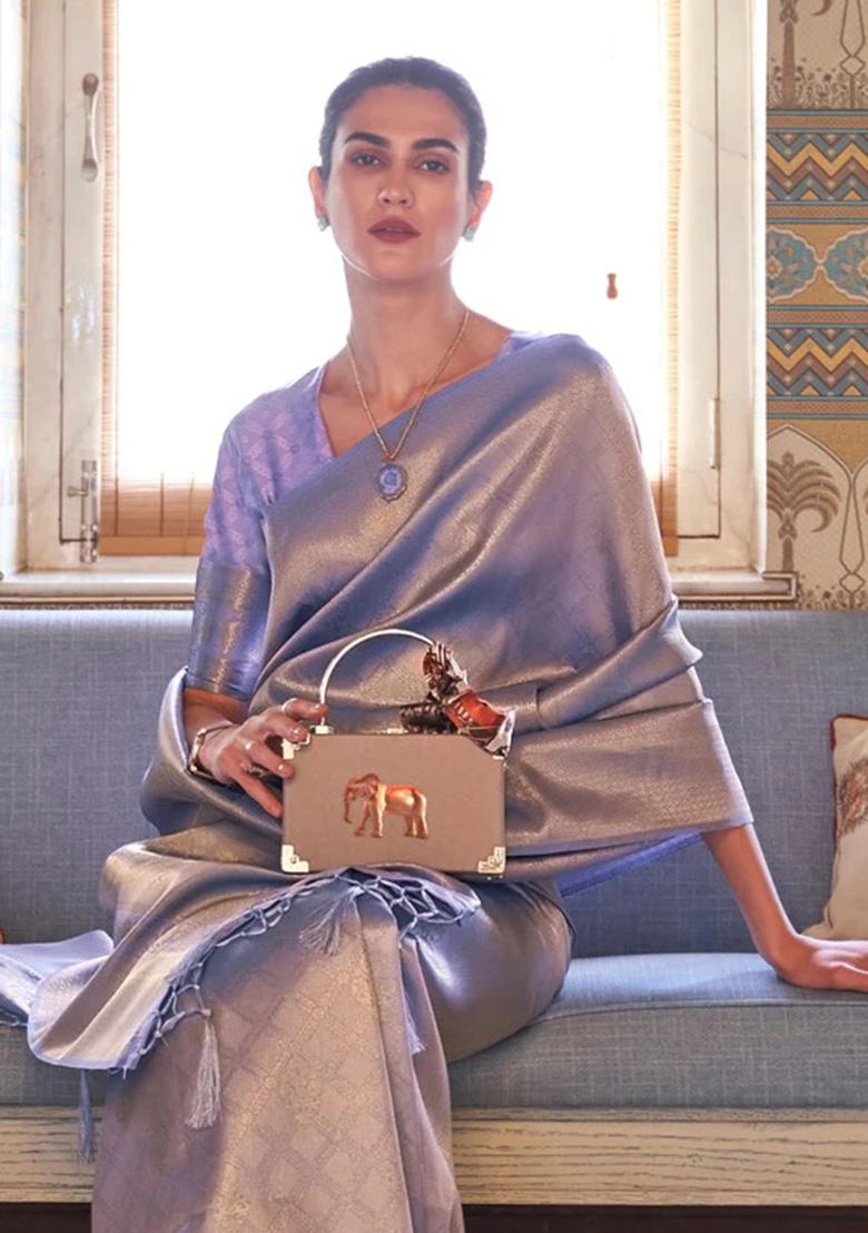 Purple Solid Silk Saree